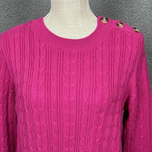 Charter Club Cable Knit Button Shoulder Sweater Jumper size Large Pink office - Picture 1 of 10